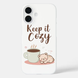 Coque Pour iPhone 16 Adorable graphique d'hiver "Gardez-le Cozy"