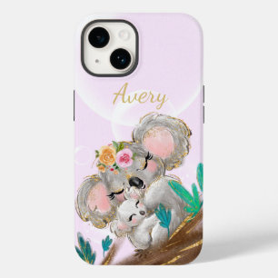 Coque Pour iPhone 14 Adorable Mama Koala Ours, Bébé Or Personnalisé C