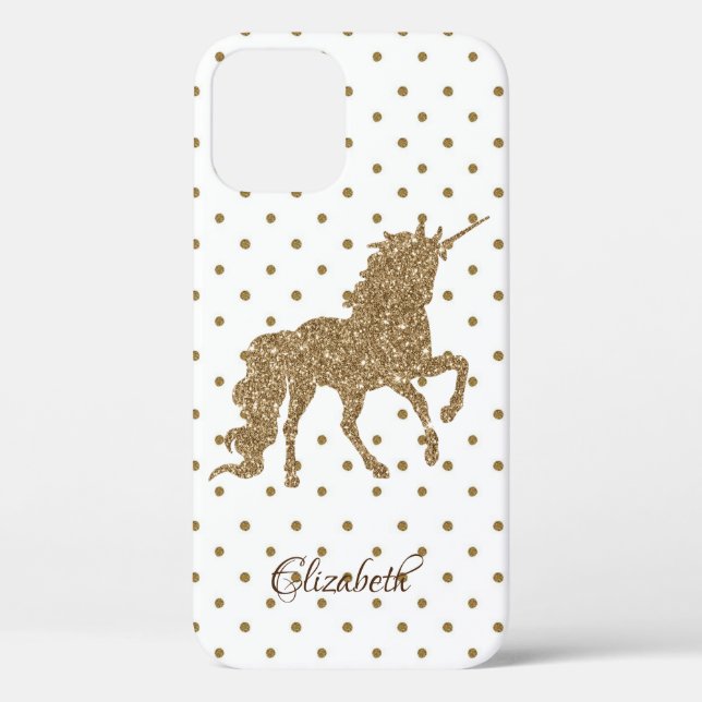 Coques Case-Mate iPhone Adorable Parties scintillant or Unicorne, Pois (Verso)