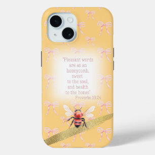 Coque Pour iPhone 15 Adorable Pastel Rose Pêche Rose Chrétien Abeille R