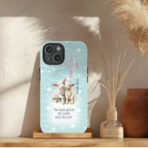 Adorable Pastel Turquoise Lambes Florales Croix Bi