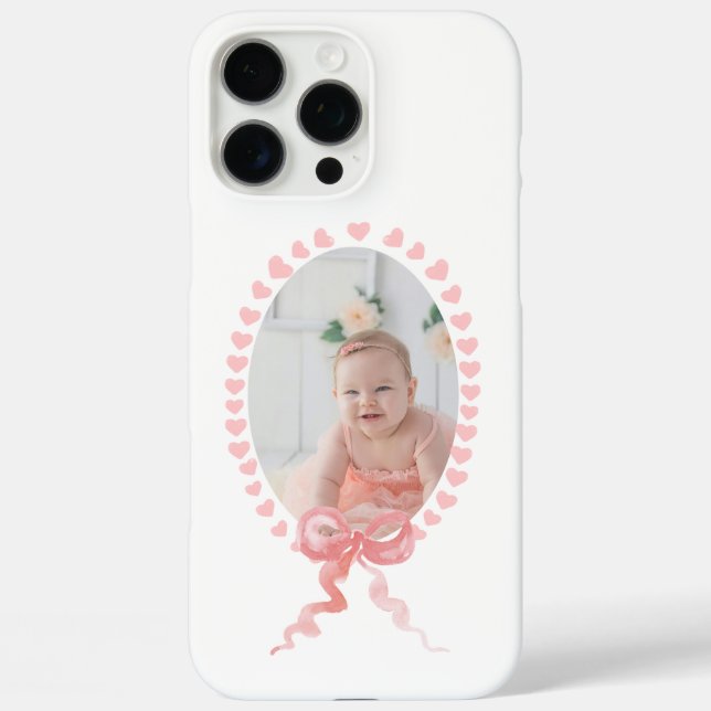 Coques Case-Mate iPhone Adorable Pink Bow Heart Baby Photo (Verso)