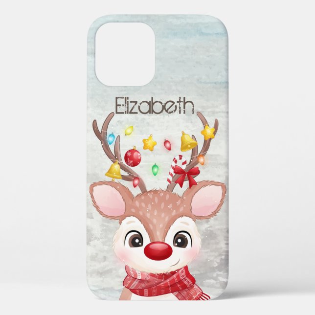 Coques Case-Mate iPhone Adorable renne de Noël (Verso)