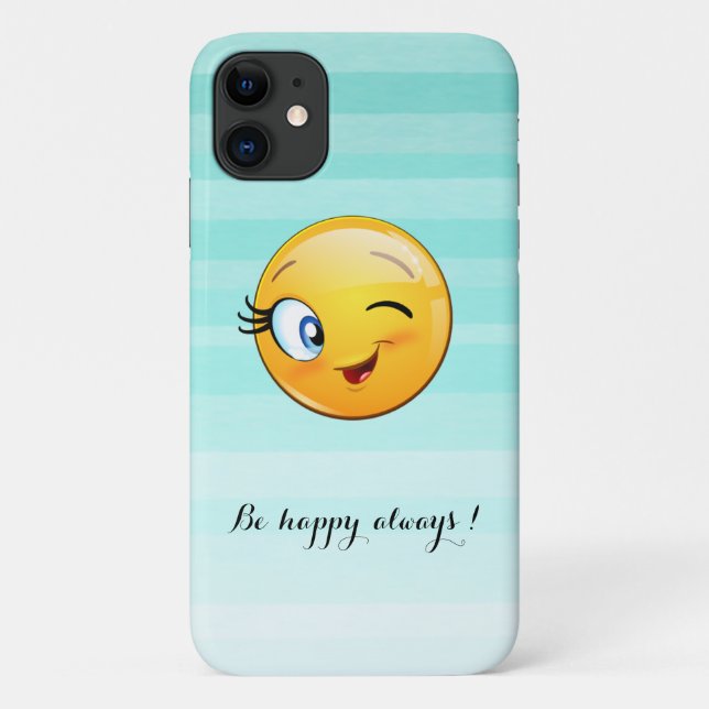 Coques Case-Mate iPhone Adorable Winking Emoji Face-Be heureux toujours (Dos)
