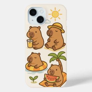 Coque Pour iPhone 15 Adorables capybaras
