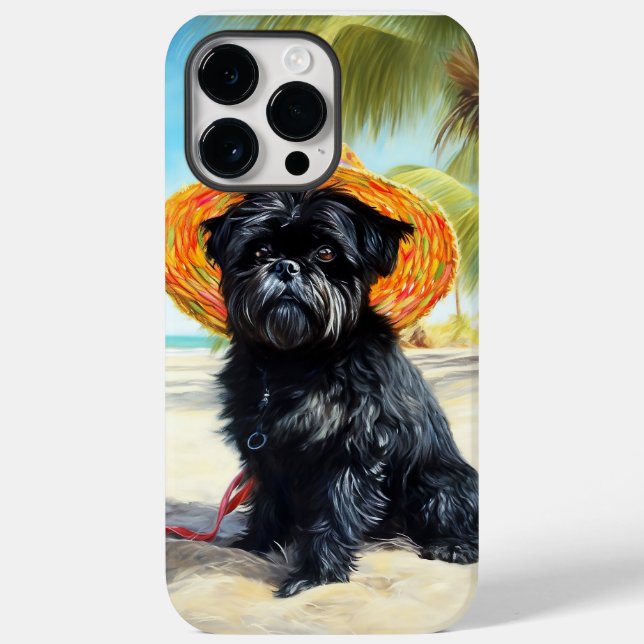 Coques Case-Mate iPhone Affenpinscher sur la plage, cadeau d'été pour les  (Verso)