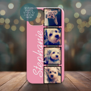 Coque Pour iPhone 16 Affichage de photos Instagram - 4 photos nom rose