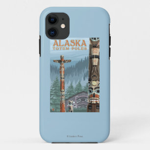 Coques Pour iPhone Affiche de Vintage voyage de village de totem de