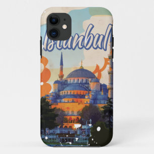 Coque iPhone 11 Affiche de Vintage voyage d'Istanbul
