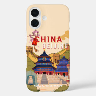 Coque Pour iPhone 16 Affiche de voyage à Pékin en Chine Art mural de