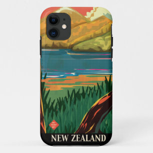Coque Case-Mate Pour iPhone Affiche de voyage vintage de Nouvelle-Zélande