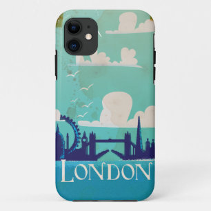 Coque iPhone 11 Affiche vintage de voyage de Londres
