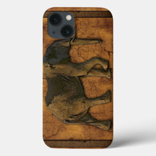 Etui iPhone 13 African Elephant & Rustic Arrière - plan