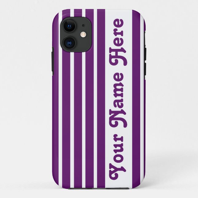 Coques Case-Mate iPhone African Violet Safari Stripe avec le nom (Dos)