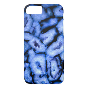 Coques Pour iPhone Agate de quartz bleu, Geodes bleues, motif abstrai