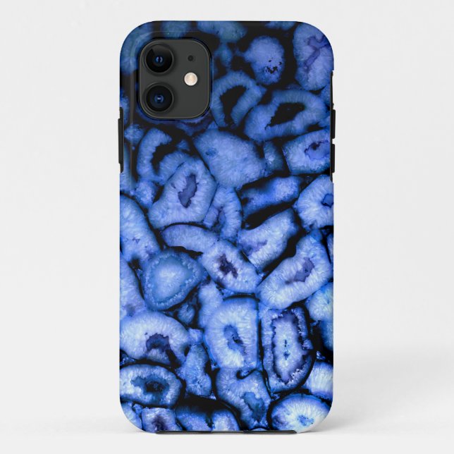 Coques Case-Mate iPhone Agate de quartz bleu, Geodes bleues, motif abstrai (Dos)