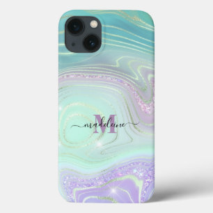 Case-Mate iPhone Case Agate d'iridescente en marbre cristal d'Aqua