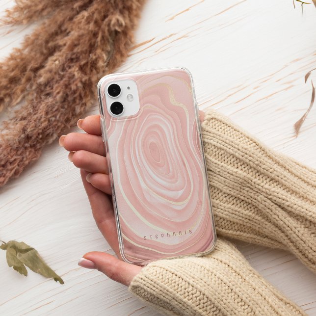 Coques Case-Mate iPhone Agate Géode Rose Pâle Or Feuille Fausse (Créateur téléchargé)