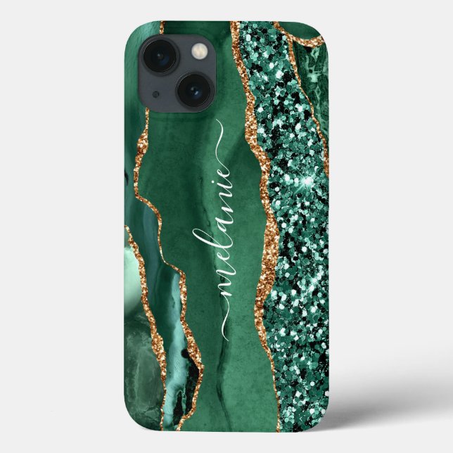 Coques Case-Mate iPhone Agate Green Gold Parties scintillant Geode Marbre  (Verso)