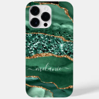 Agate Green Gold Parties scintillant Marbre Nom pe