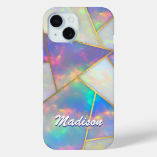 Coque Pour iPhone 15 Agate holographique élégant géométrique