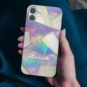 Coque Pour iPhone 16 Agate holographique élégant géométrique Coque-Mate
