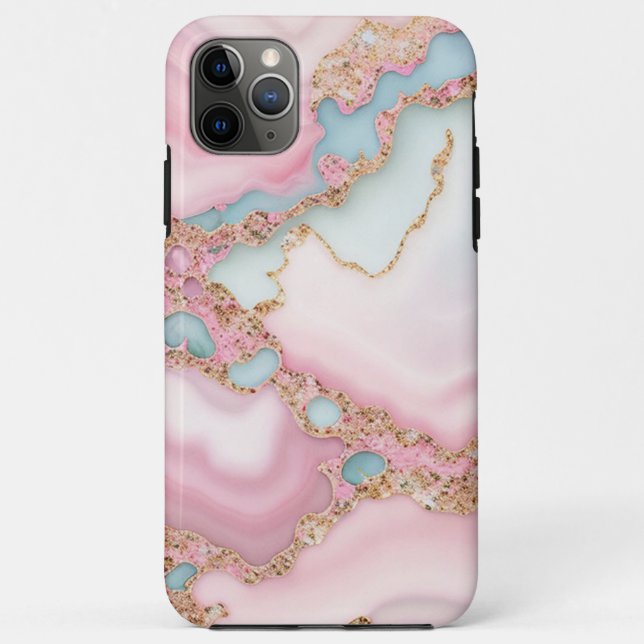 Coques Case-Mate iPhone Agate Marble Moderne Blue Rose Gold Collection (Dos)