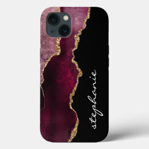 Case-Mate iPhone Case Agate Personnalisée Aquarelle Or Bourgogne