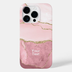 Coque Pour iPhone 14 Pro Agate rose et or