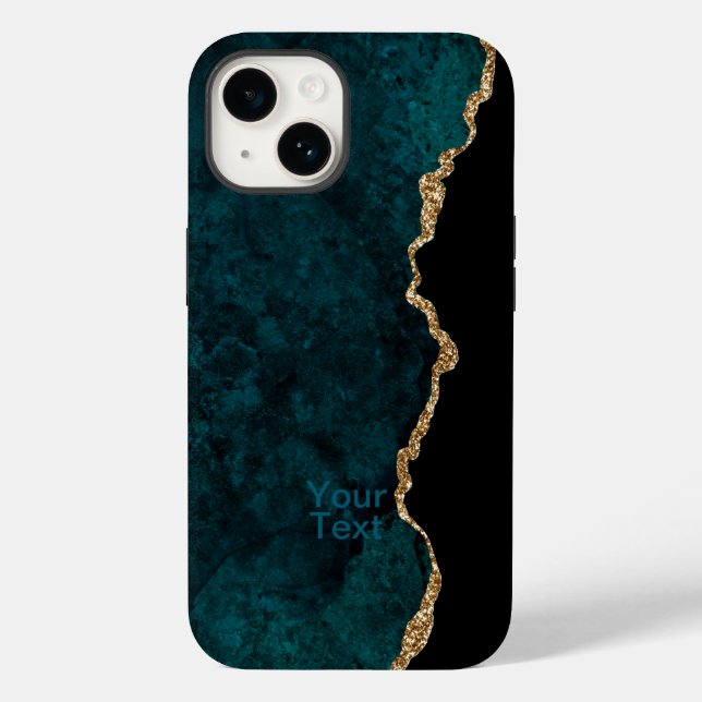 Coques Case-Mate iPhone Agate sarcelle et or (Verso)