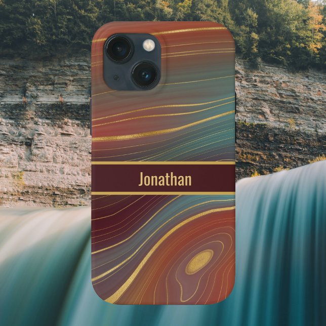 Coques Case-Mate iPhone Agate Strata Look - Rouille Bourgogne et Aqua Dust (Créateur téléchargé)