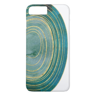 Coque iPhone 7 Plus Agate verte d'aquarelle avec l'accent d'or