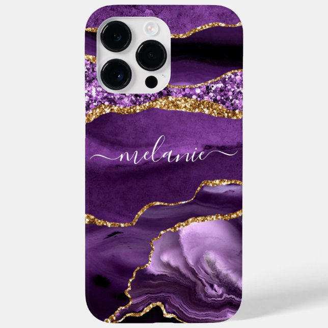 Coques Case-Mate iPhone Agate Violet Violet Or Marbre Votre nom Cadeau (Verso)