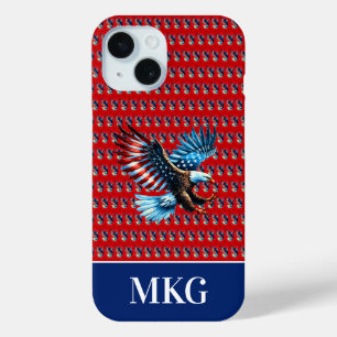 Coque Pour iPhone 15 Aigle Américain Patriotique Rouge Blanc Bleu