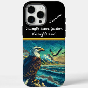 Coques iPhone 16 Pro Max Aigle majestueux surplombant un coucher de soleil 