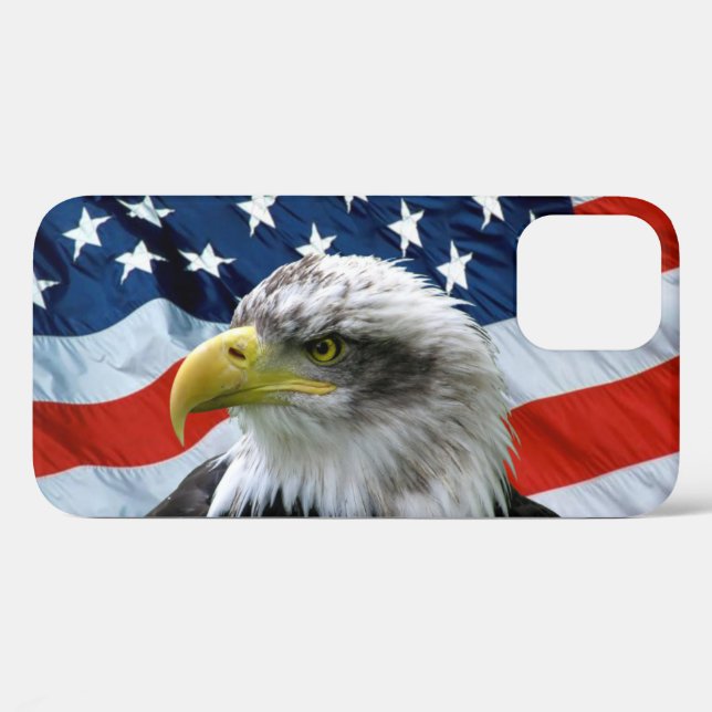 Coques Case-Mate iPhone Aigle patriotique et drapeau américain (Verso (horizontal))
