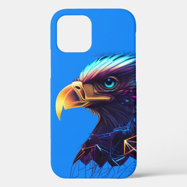 Coques Case-Mate iPhone Aigle radiant futuriste bleu néon Coque-mât iPhone (Verso)