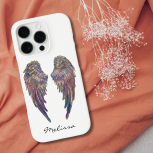 Coques iPhone 16 Pro Ailes Angel, Cute Whimsical Metallical Personnalis