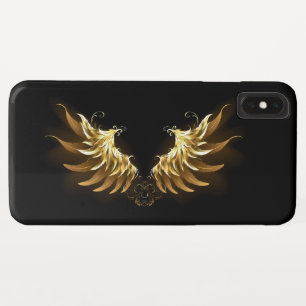 Case-Mate iPhone Case Ailes d'Ange d'or sur arrière - plan noir
