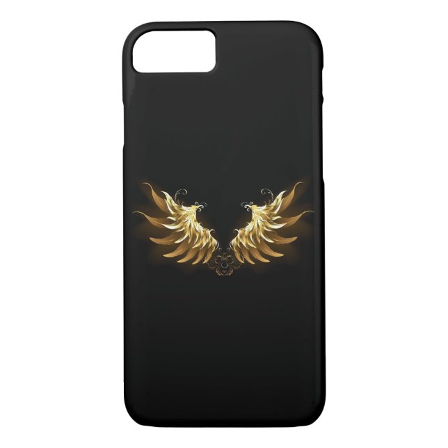 Coques Case-Mate iPhone Ailes d'Ange d'or sur arrière - plan noir (Dos)