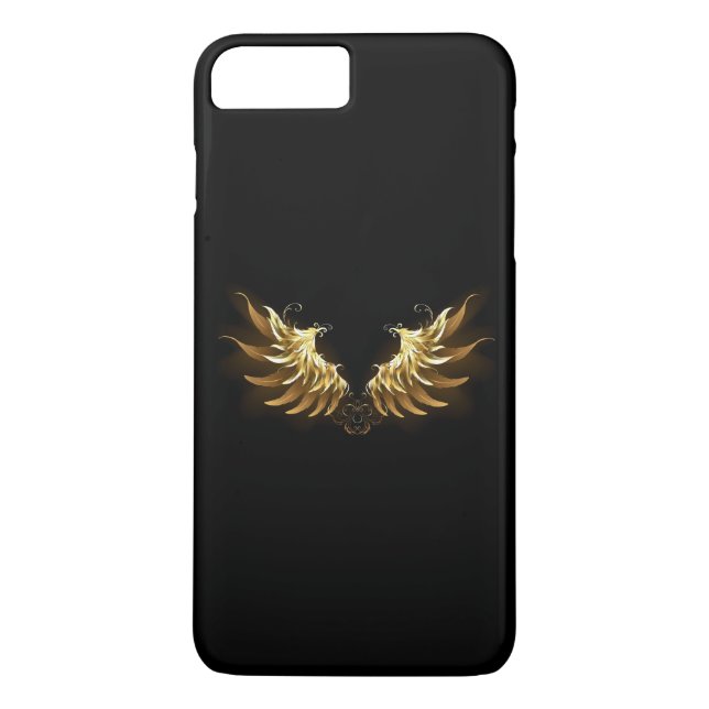 Coques Case-Mate iPhone Ailes d'Ange d'or sur arrière - plan noir (Dos)