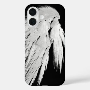 Coques iPhone 16 AILES D'ANGE Gris Plumes Touchées Gauche Personnal