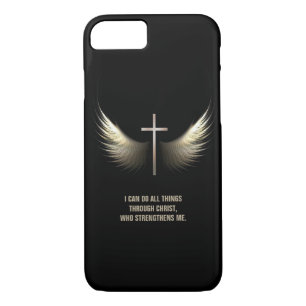 Coque iPhone 8/7 Ailes de Saint-Esprit et croix chrétienne