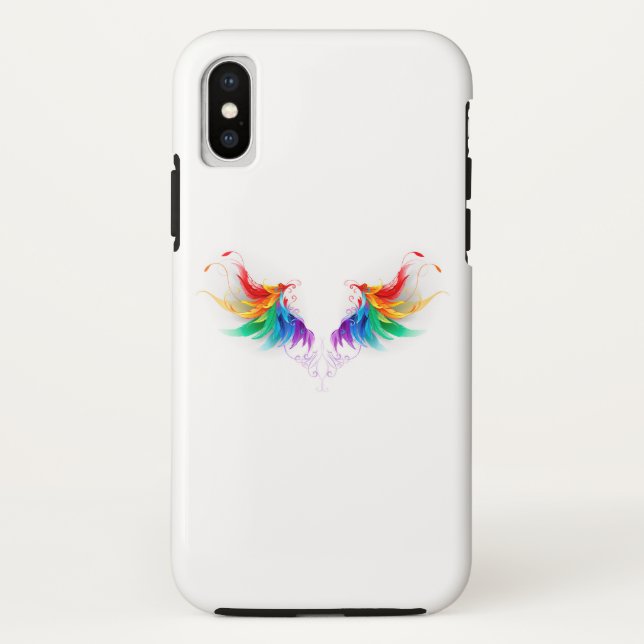 Coques Case-Mate iPhone Ailes fluffy arc-en-ciel (Dos)