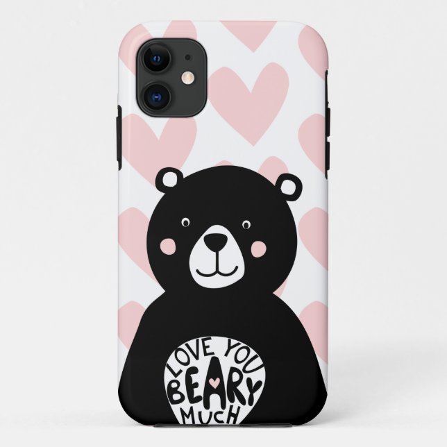 Coques Case-Mate iPhone Aimez-vous Beary Beaucoup mignon ours Girly Rose C (Dos)