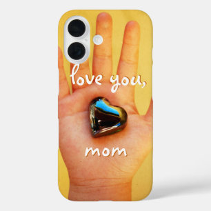 Coque Pour iPhone 16 Aimez-Vous Maman Main Enfante Tenant Un Coeur Bleu