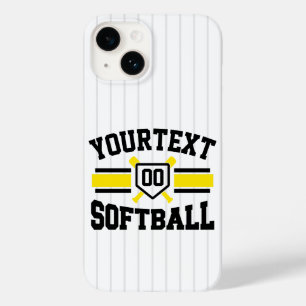 Coque Pour iPhone 14 AJOUT PERSONNALISÉ NOM Softball Player Varsity Tea