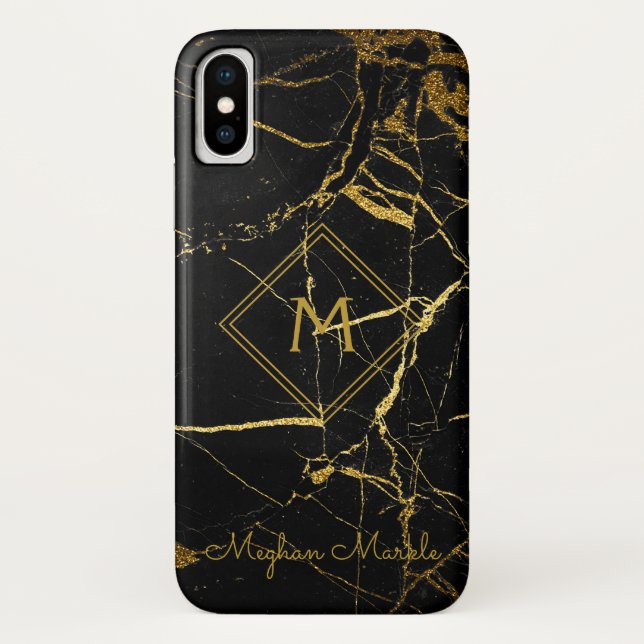 Coques Case-Mate iPhone Ajouter le nom Personnalisé Moderne Simple Marbre  (Dos)