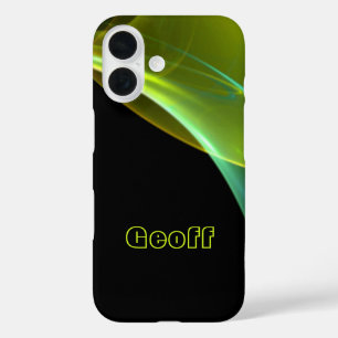 Coques iPhone 16 Ajouter Votre Nom Dreamy Green Jaune Abstrait Swee