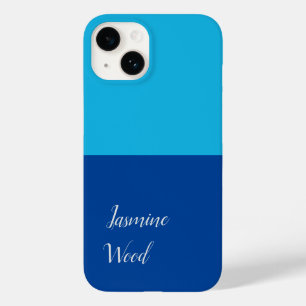 Coque Pour iPhone 14 Ajouter Votre Nom Modern Minimaliste Blue
